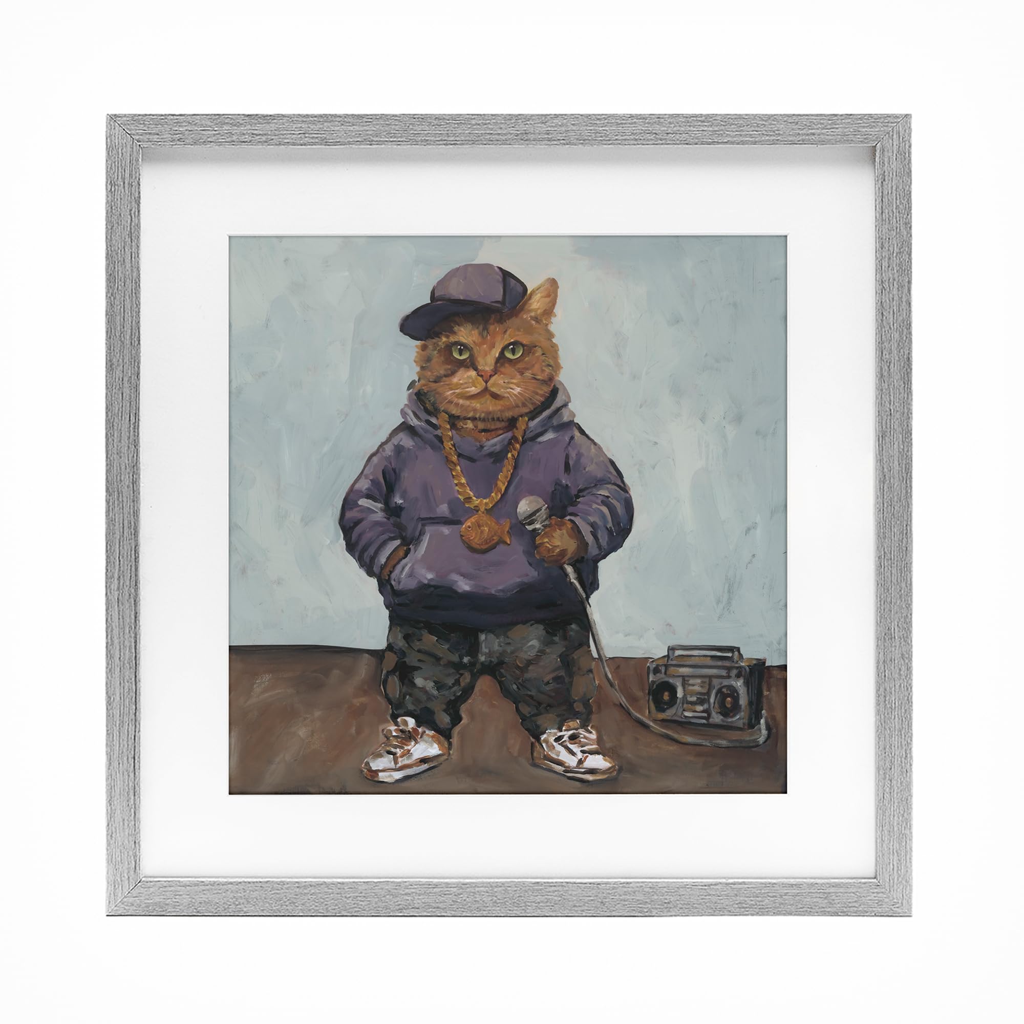 'Urban Hip-Hop Cat'| Framed Print Under Glass