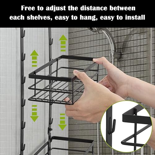 Miniatura 2 de Organizador ajustable para colgar sobre la puerta, estante organizador colgante a prueba de óxido con gancho, soporte para champú, estante