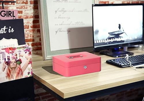 Miniatura 7 de Jssmst SM-CB00125PK - Caja de dinero rosa con cerradura de llave, caja de ahorro de dinero, 9.84 x 7.87 x 2.6 pulgadas