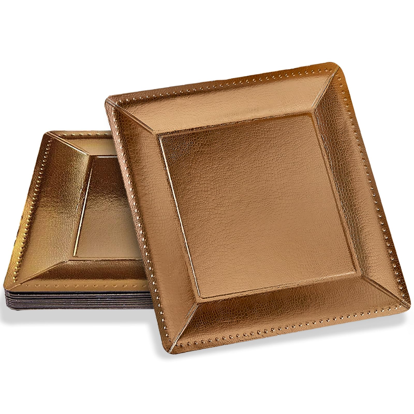 Silver Spoons Gold Square Charger Disposable Paper Plates - 13