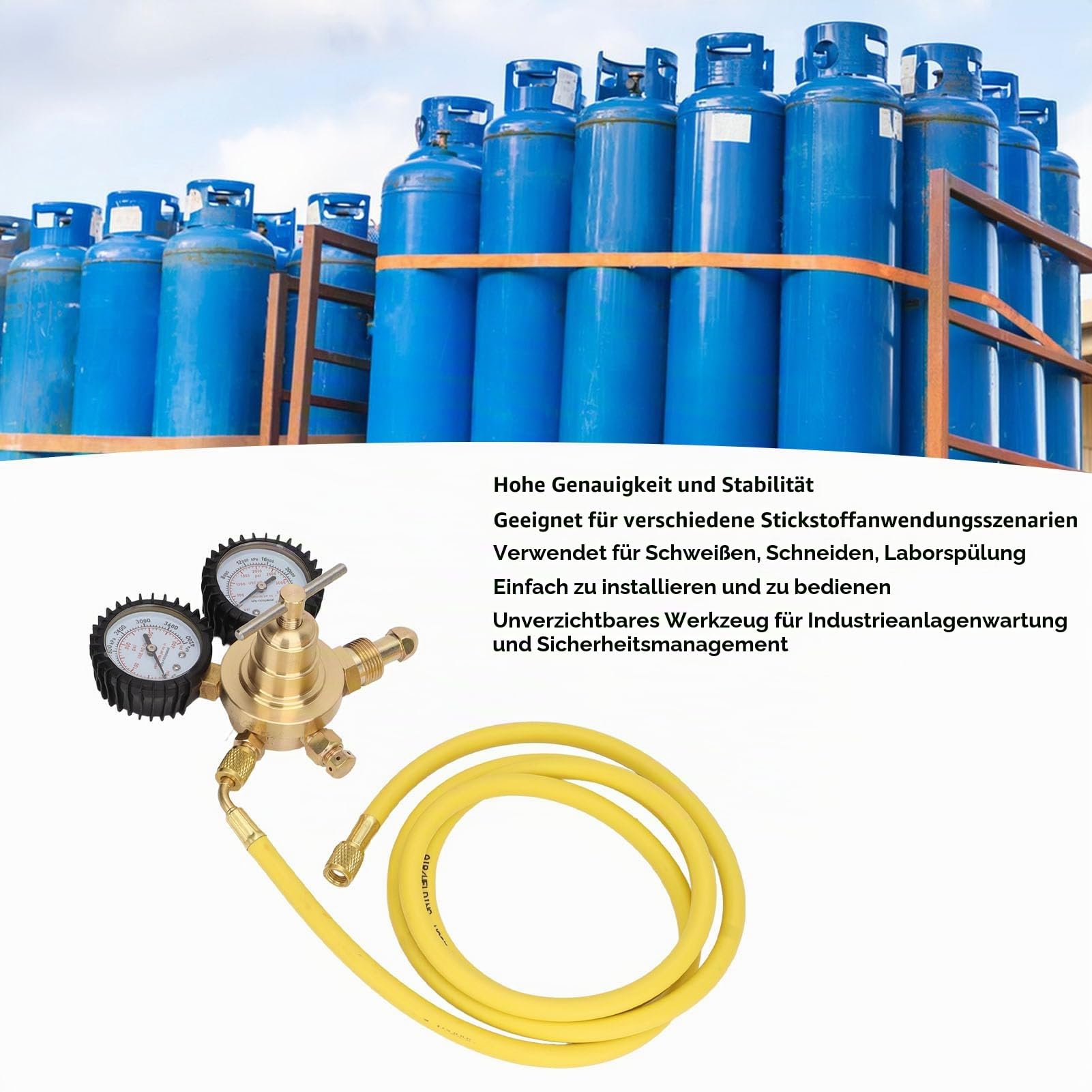 Stickstoffregler mit Schlauch nitrogen regulator Stickstoff-Manometer-Regler-Testkit, Messing-Einlass-Auslass-Anschluss mit 200 Cm Schlauch nitrogen regulator uk 800psi Équipement de soudage au gaz