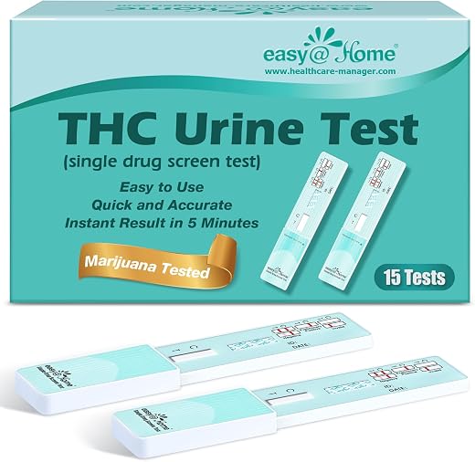 Easy@Home Marijuana Urine Drug Test Kit [15 Pack] - THC Tests for Home Use - Weed Detox Testing Kits with 50ng/ml Cutoff Level #EDTH-114