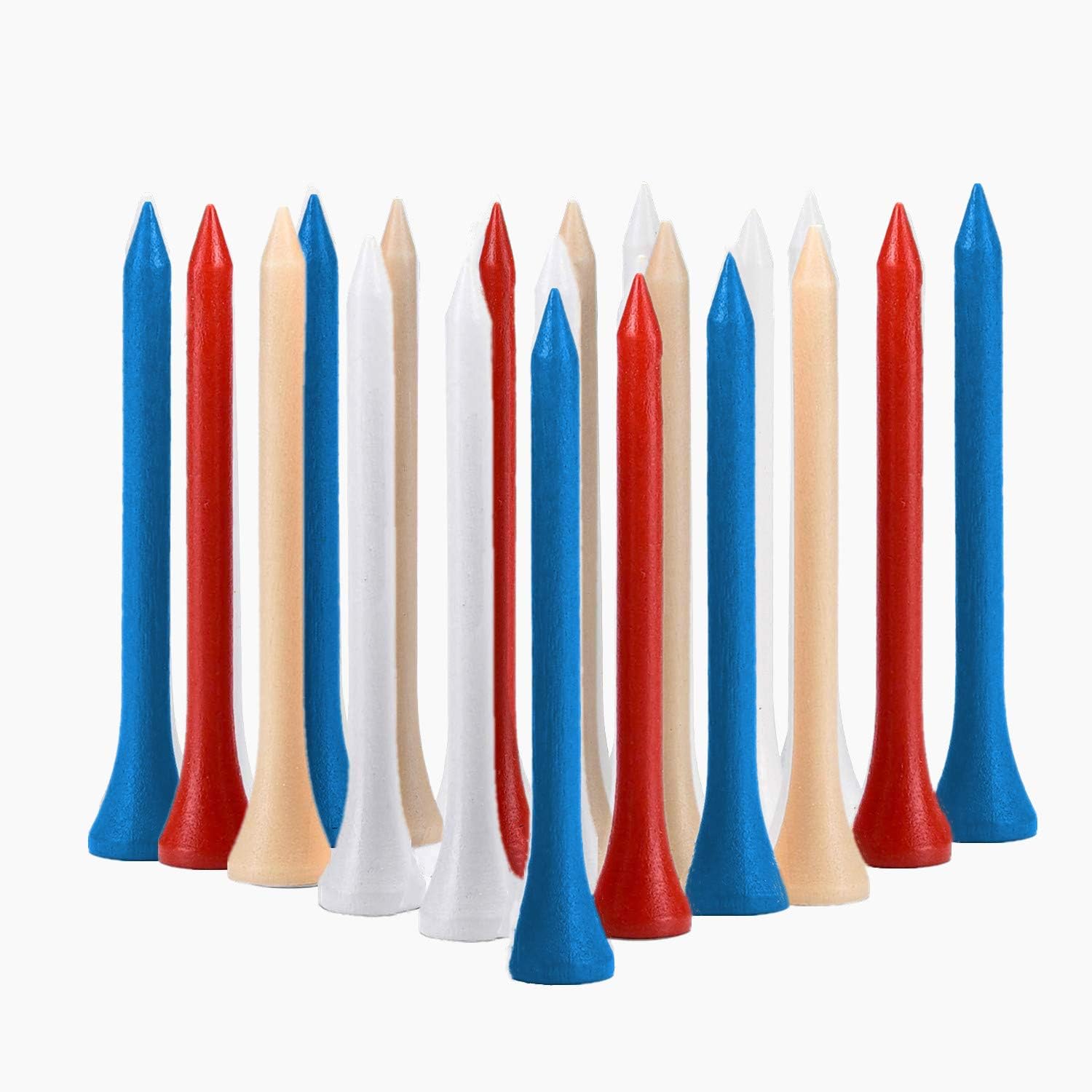 review FINGER TEN Golf Tees Wood 2 3/4 3 1/4 2 1/8 4 Inch Bulk 120 Count, Wooden Tee 70 83 54 mm Color Blue Red White for Men Women Kids
