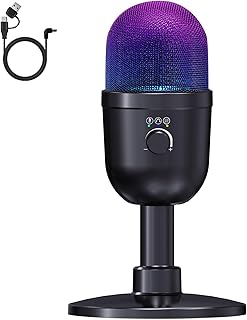 LRUFOB USB Microphone for PC - Computer Gaming Mic with RGB Lighting for PS 4&5,Dual Audio Mixing,Mute,Headphone Output,19... Price In India
