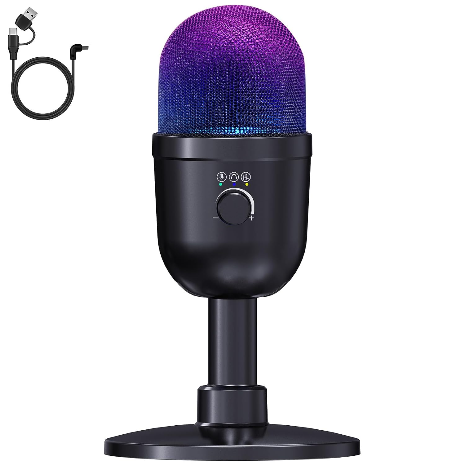 LRUFOB USB Microphone for PC - Computer Gaming Mic with RGB Lighting for PS 4&5,Dual Audio Mixing,Mute,Headphone Output,19...
