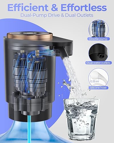 Miniatura 3 de Water Jug Pump for 5 Gallon Bottle – Portable Electric USB-C Charging Dispenser, Dual Powerful Motors, Fast Flow, Fits 2-5 Gallon Jugs – Ideal for