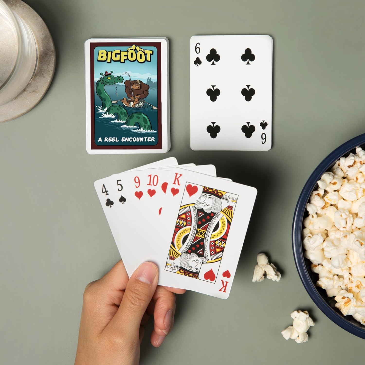 Lantern Press Bigfoot Catches Loch Ness Monster, 52 Playing Cards for Adults, Poker Size Card Deck