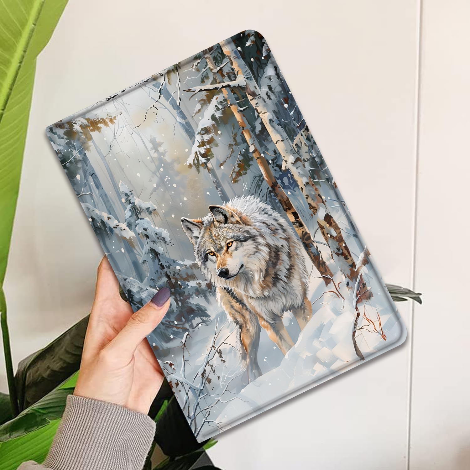 Case for iPad Air 13 inch (M3/M2)/iPad Pro 12.9 Inch 6th 5th 4th 3rd, Slim Multi-Angle Smart Cover, Automatic Sleep/Wake Function for iPad Air 13, Snowforest Wolf