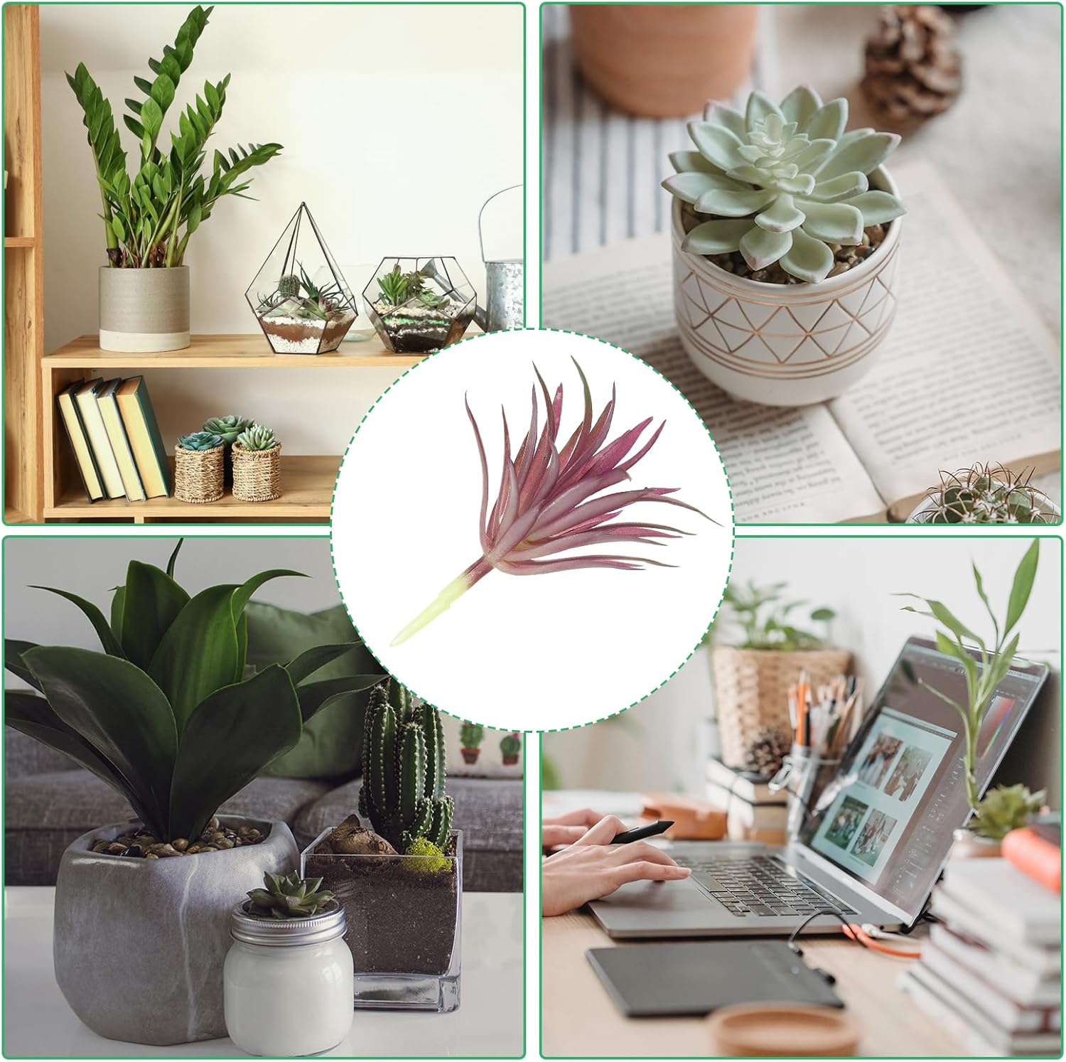 PATIKIL Artificial Succulent Plants, 4 Pack Small Fake Plants Faux Succulents Plant Unpotted for Home Garden Decoration, Burgundy - Image 5