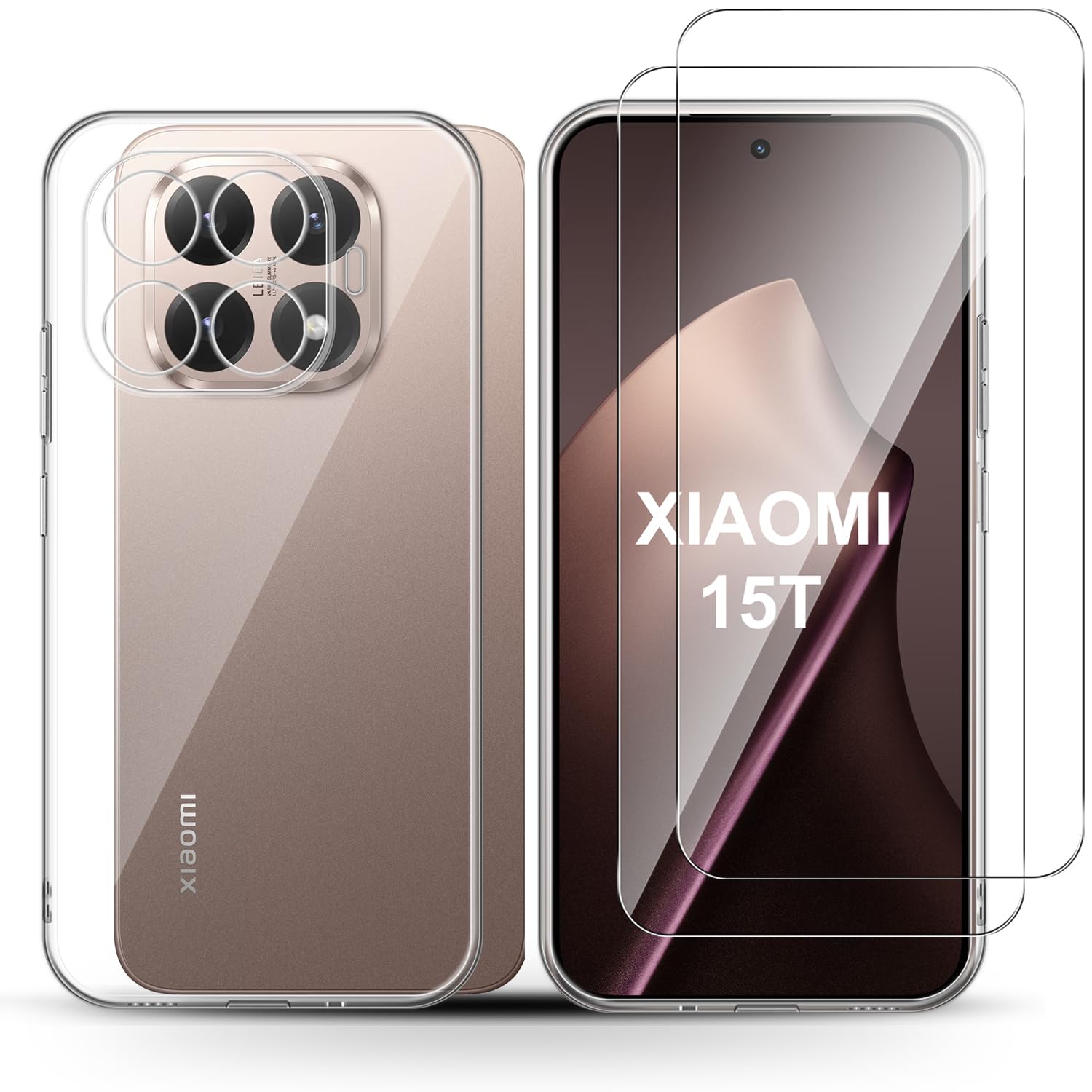 Fhyeugfy Coque Pour Xiaomi 15T Avec 2 Films En Verre Trempé
