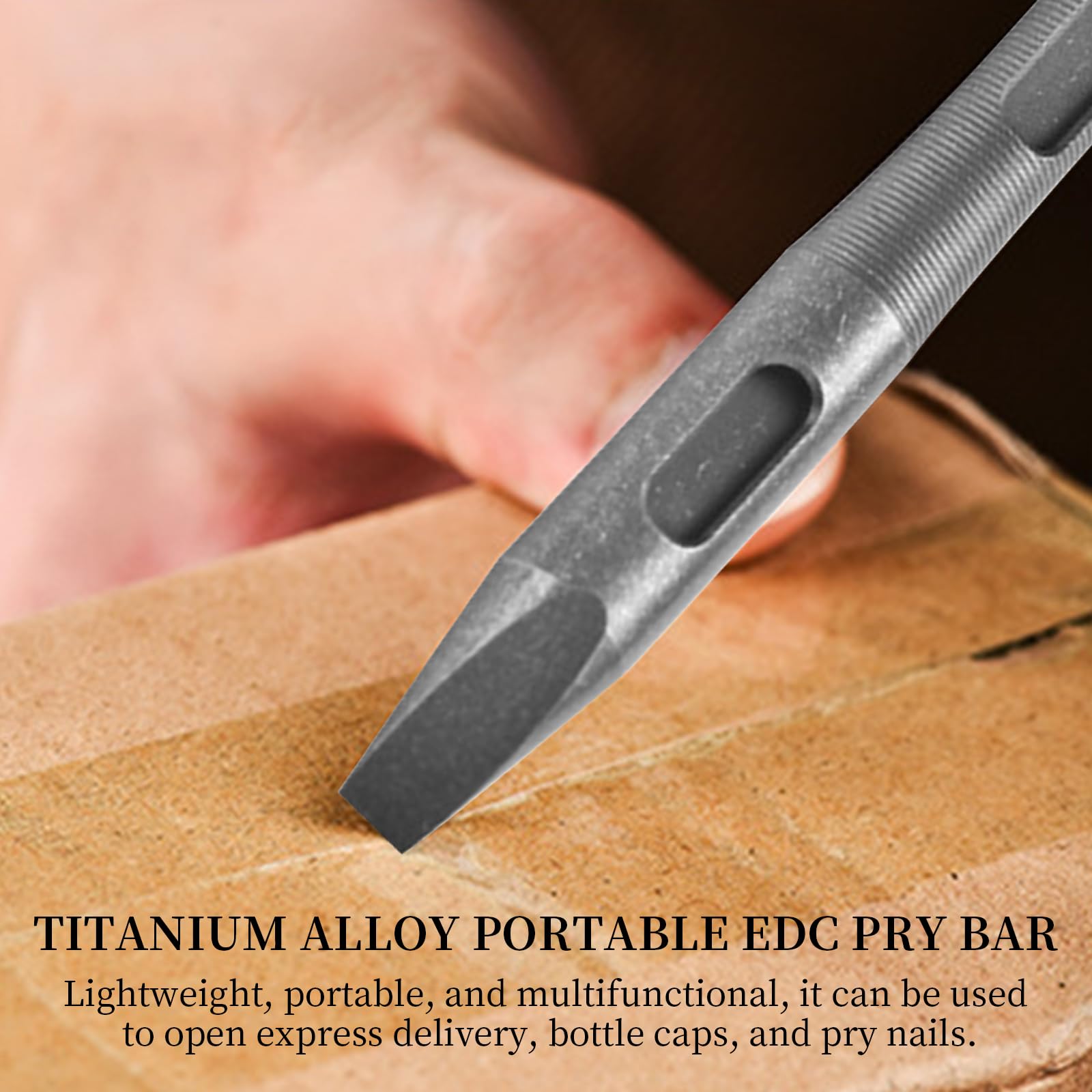 Pied de biche en titane EDC, barre de levier EDC Pry Bar en alliage de titane avec fonction décapsuleur, porte-clés EDC pour outils de camping en plein air (lavage des pierres)