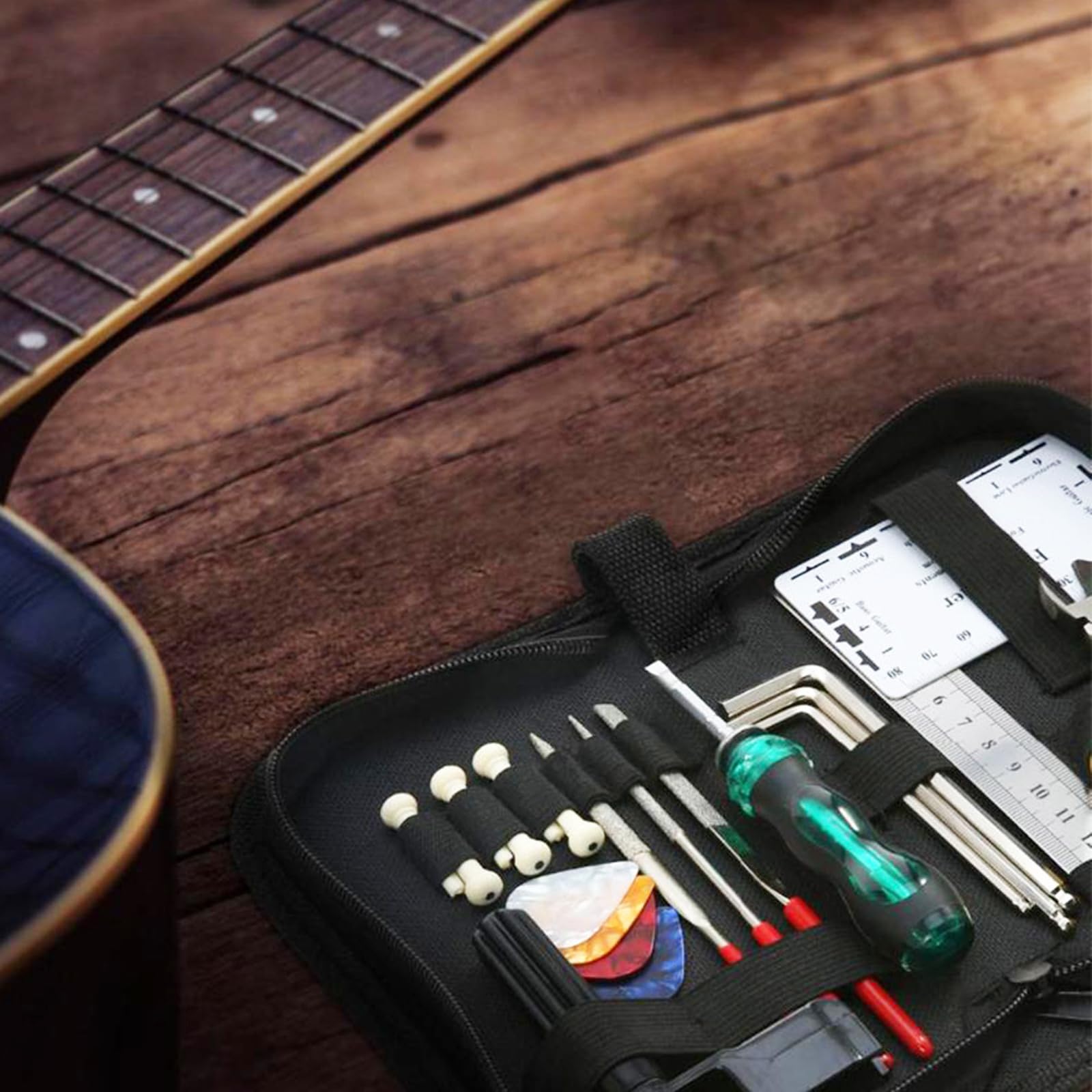 El kit de reparación de instrumentos incluye un kit de limpieza indispensable para diapasón de guitarras para ajustar el pulido y el recorte de guitarras. Herramienta profesional para guitarra