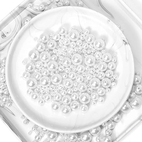 Miniatura 3 de HERZWILD 600 cuentas de perlas acrílicas, perlas de colores para manualidades con agujero, perlas redondas de imitación, cuentas sueltas de perlas