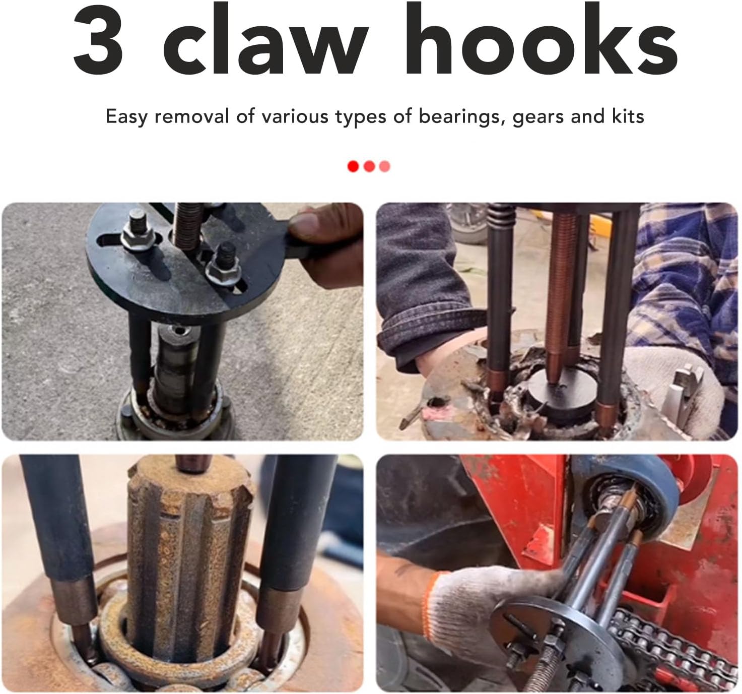 Professional Bearing Puller Kit with 18 Pullers & 6 Claw Heads - Heavy Duty Bearing Removal Tool Set, 3 Hooks & Storage Box for Automotive Industrial Machinery Maintenance