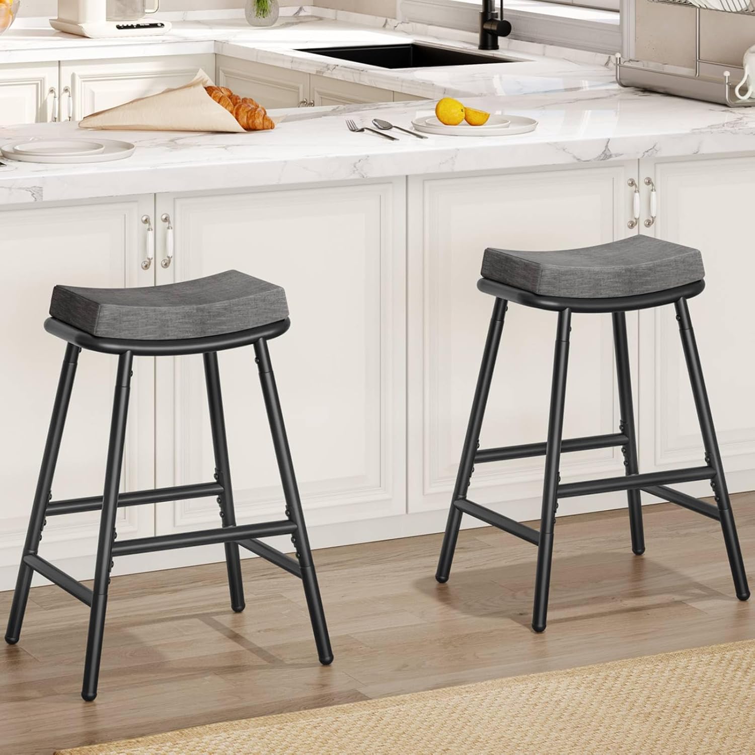 HOOBRO-Bar Stools-Counter Height Gray & Black