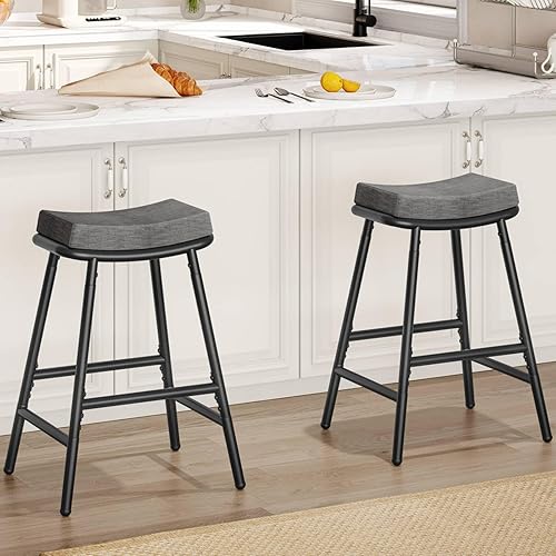 HOOBRO Taburetes de bar, juego de 2 sillas de bar, taburetes de bar para encimera de cocina, taburetes de bar altura de mostrador, taburetes de bar
