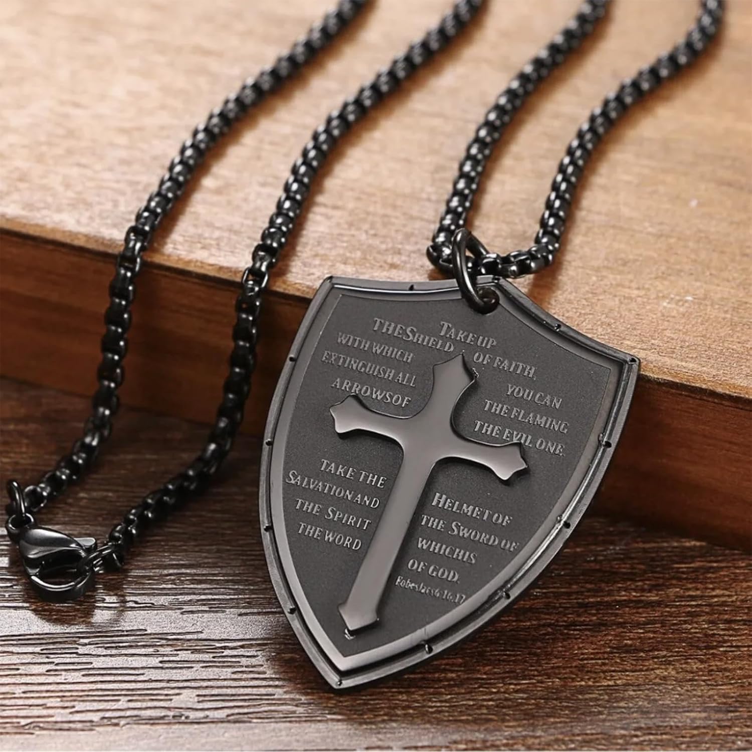 To My Son Necklace Stainless Steel Cross Shield Pendant Necklace for Men Christian Religious Jewelry Inspirational Birthday Gifts for Son - Image 4