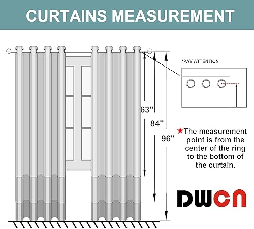 Miniatura 6 de DWCN Cortinas opacas con ojales blancos grises, a prueba de sonido, 2 paneles con aislamiento térmico, bloqueo de calor, cortinas de ventana para