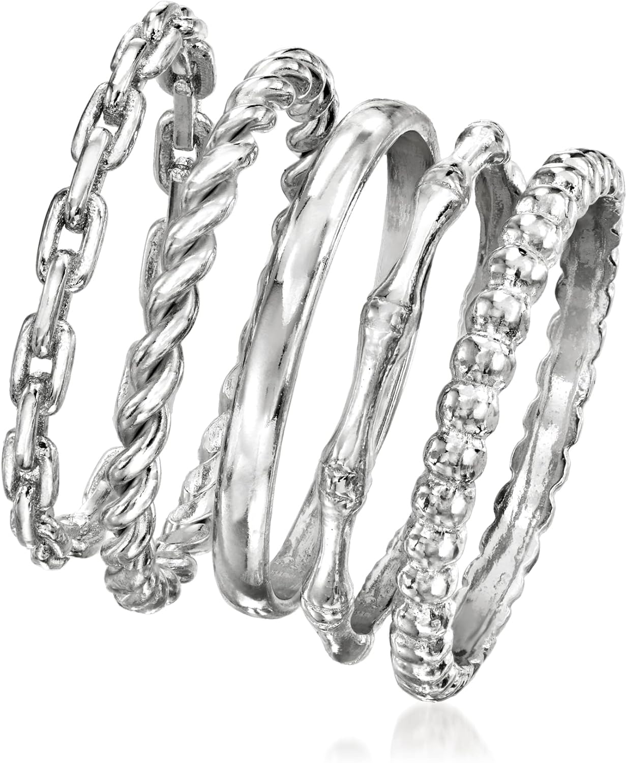 Ross-Simons Sterling Silver Jewelry Set: 5 Stackable Rings - Image 3