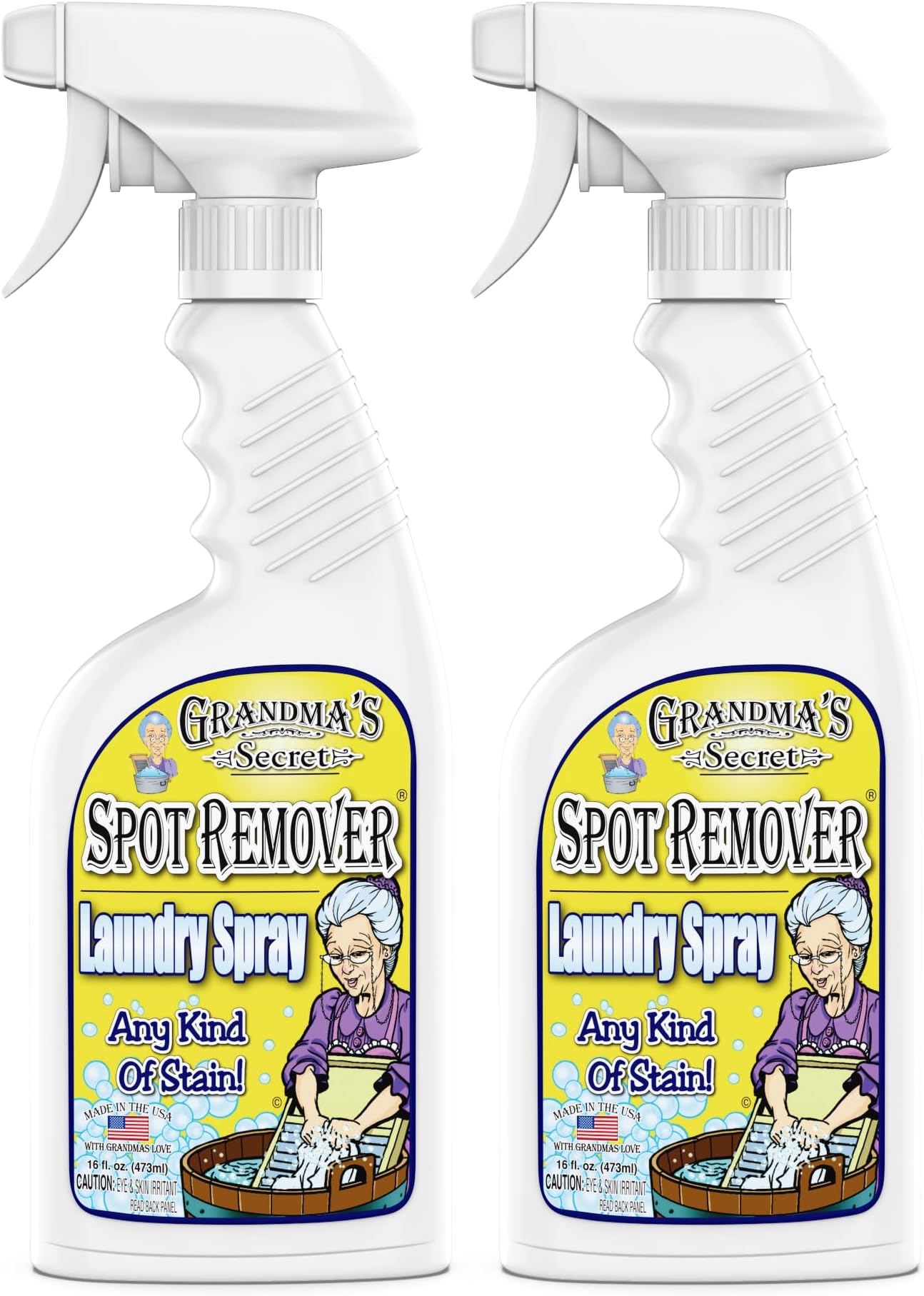 Grandma's Secret Spot Remover Laundry Spray - Chlorine, Bleach and Toxin-Free Fabric Stain Remover for Clothes - Removes Oil, Paint, Blood and Pet Stains - 16 Oz, 2 Pack