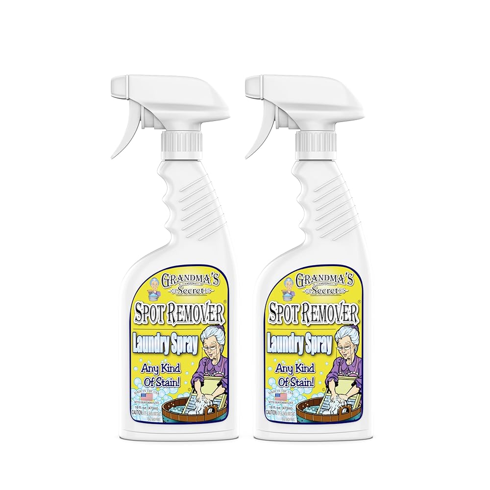 Grandma\'s Secret Spot Remover Laundry Spray - Chlorine, Bleach and Toxin-Free Fabric Stain Remover for Clothes - Removes Oil, Paint, Blood and Pet Stains - 16 Oz, 2 Pack