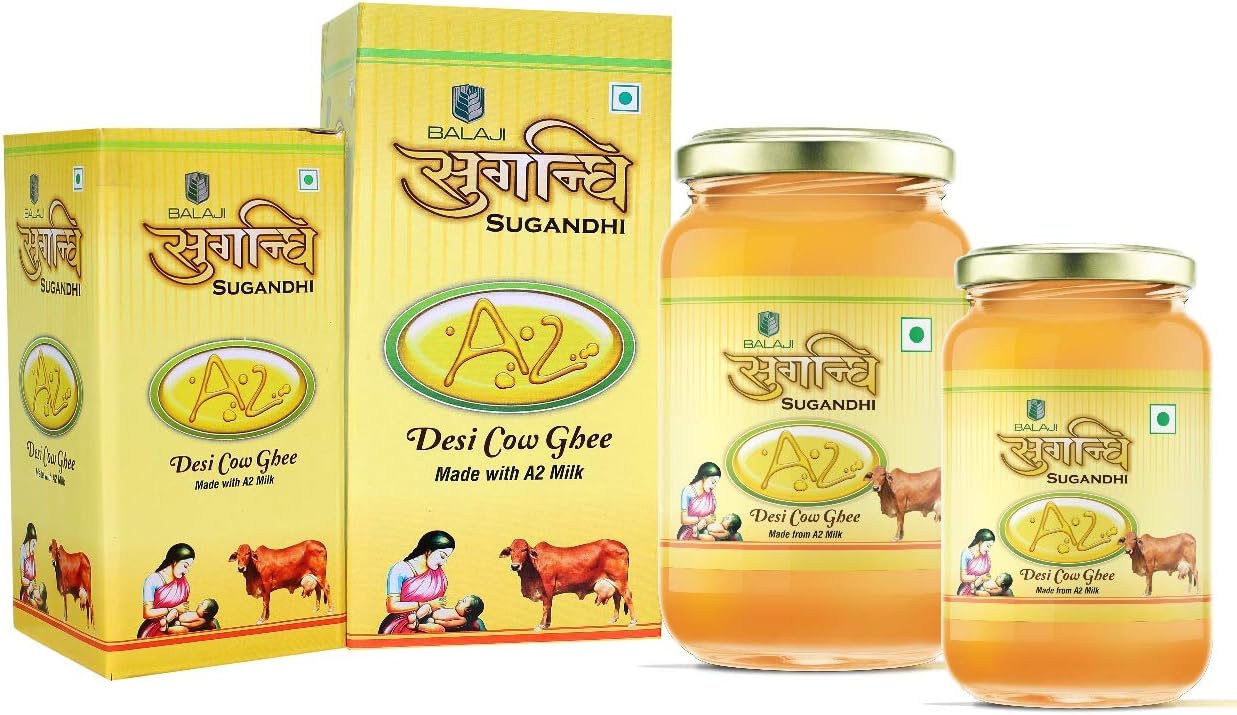 Sugandhi Organic Desi Cow Ghee Made with A2 Milk ( 1 Liter ) 100% Genuine & Authentic