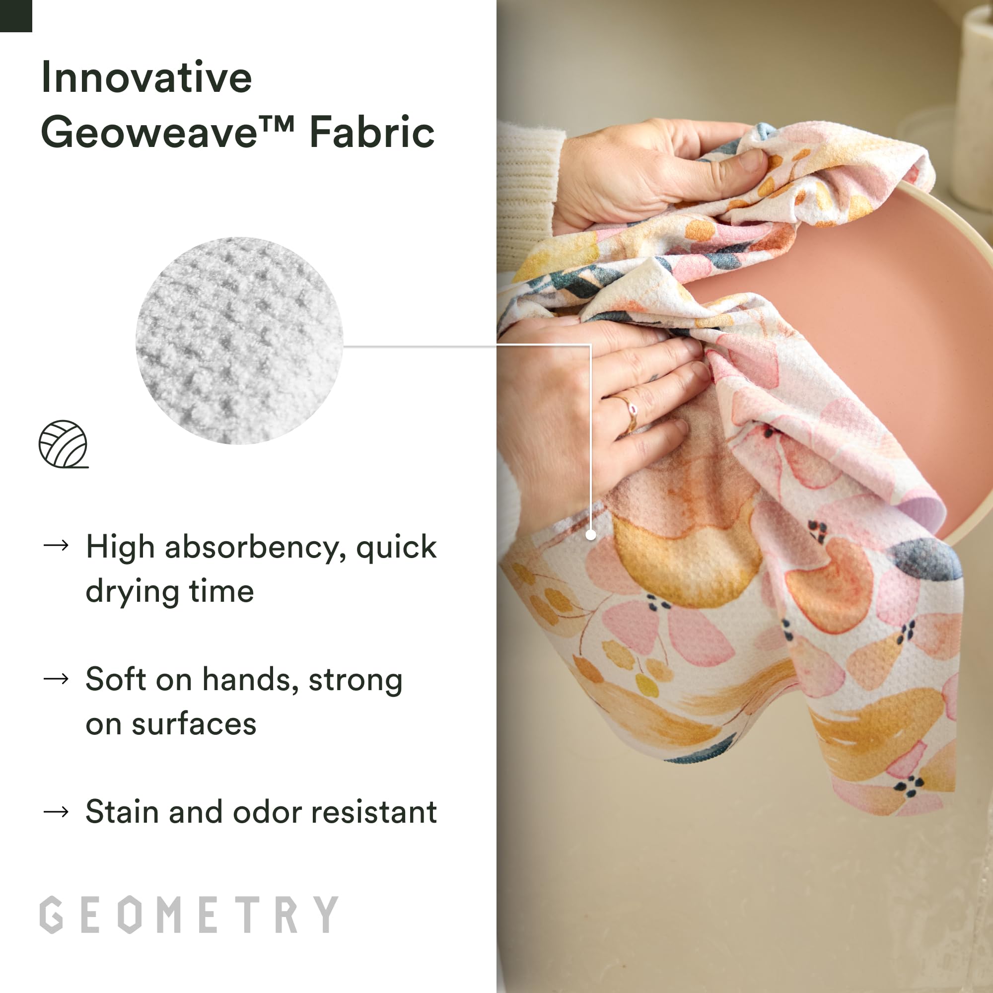 GEOMETRY Strofinaccio da cucina – Panno in microfibra ad asciugatura rapida per asciugare la cucina – Asciugamano ad asciugatura rapida di alta qualità (campi addormentati, confezione da 1)