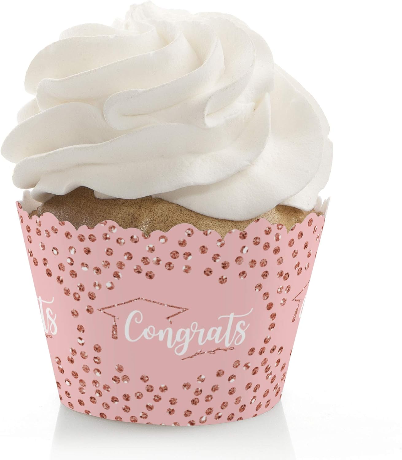 Big Dot of Happiness Rose Gold Grad - Graduation Party Decorations - Party Cupcake Wrappers - Set of 12