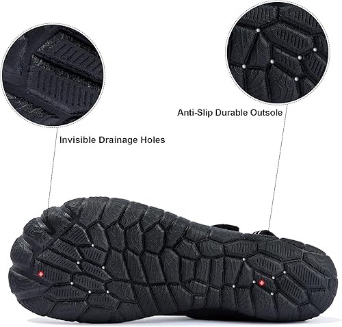 Miniatura 4 de Josaywin Zapatos de agua para hombre, de secado rápido, puntera ancha, calcetines ajustables para natación, playa, río, piscina, surf