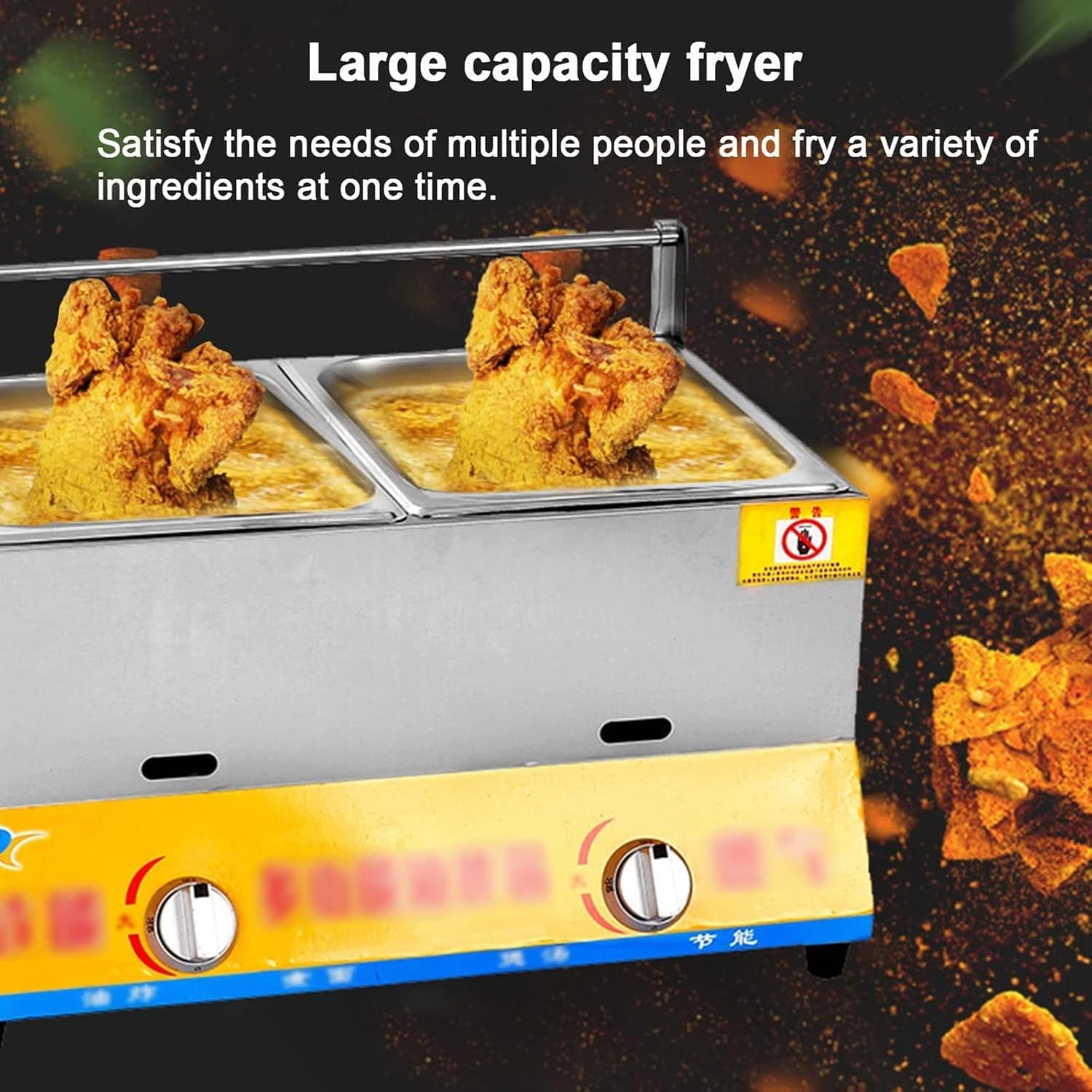 Deep Fryer Double Tank Commercial with Basket Stainless Steel Fryers Countertop Restaurant Family Dinner Cooking for French Fries Restaurants Supermarkets Fast Food Stan