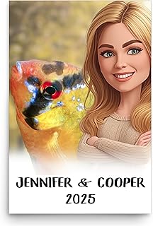 Custom Photo Pet & Owner Portrait Memorial Wall Art - Bolivian Ram Cichlid and Human Poster 12x18 Inches Unframed - Personalized Name Keepsake Gifts for Ram Fish Lovers
