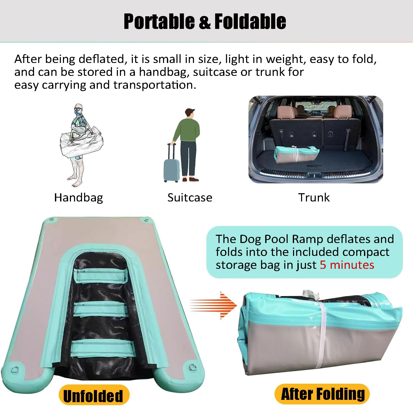 Plataforma de EVA para Perros - Rampa Flotante Inflable Antideslizante para Agua: Piscinas, Playas, Lagos y Pontones, para Perros de 60 kg, 150x100x10 cm