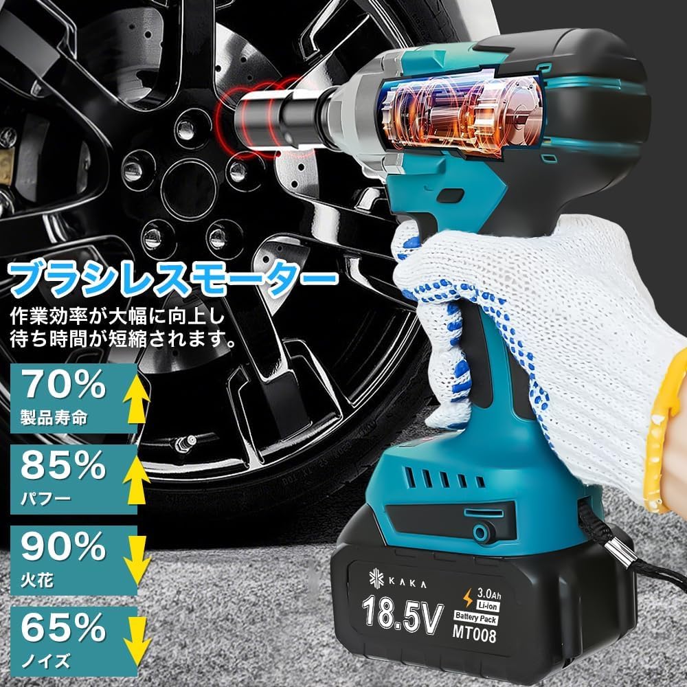 Amazon.co.jp: KAKA 電動インパクトレンチ タイヤ交換 インパクト 1/2 