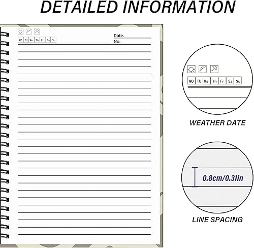 Miniatura 4 de Cuaderno de espiral, diario de tapa dura, cuaderno de espiral con rayas anchas, tamaño A5, 5.5 x 8.3 pulgadas, papel grueso de 80 GSM, 60 hojas de