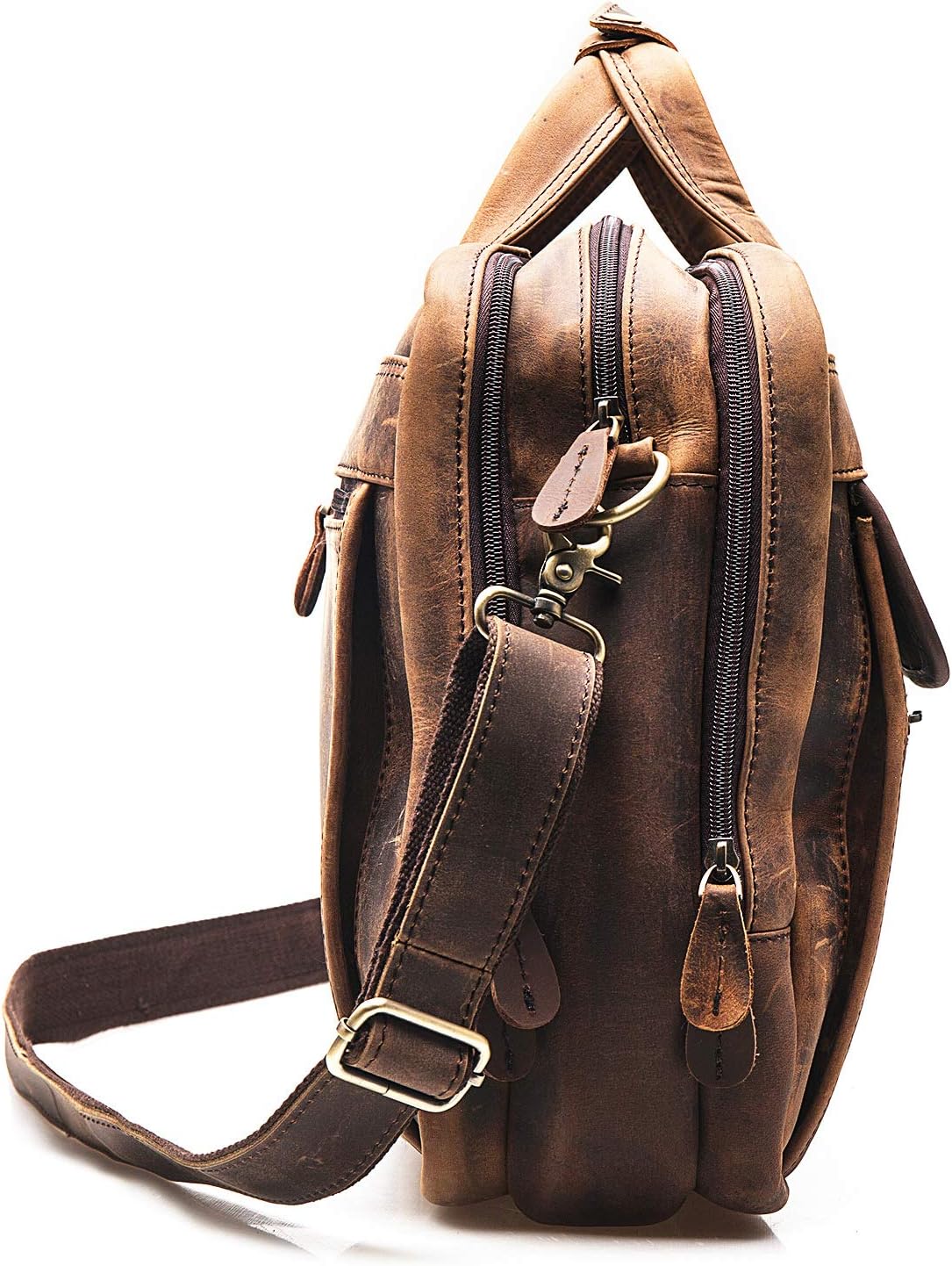 Mens Genuine Real Leather Business Portfolio Attache Case Briefcase Shoulder Messenger 15.6" Laptop Bag