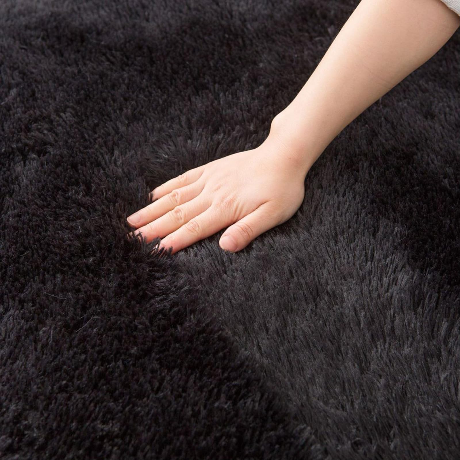QUINZI Tappeto per soggiorno e camera da letto, morbido, morbido, antiscivolo, lavabile, (nero, 80 x 160 cm)