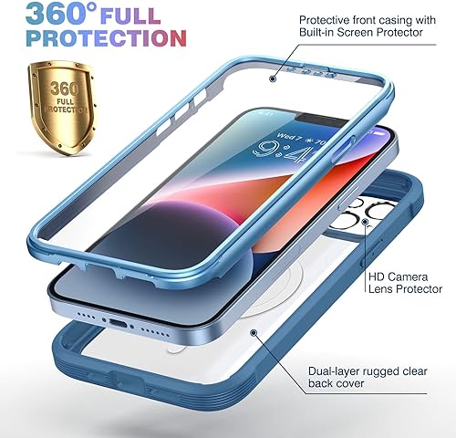 Miniatura 286 de Diaclara - Funda diseñada para iPhone 14 Pro Max, resistente, de cuerpo completo, con protector de pantalla sensible al tacto y antiarañazos + Blanco