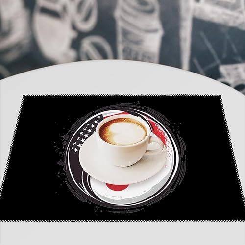 Miniatura 7 de America & Japan Flag Yin-yang Placemats Set of 6 Resistant Table Mats Washable Place Mats for Dinner Party Table Decoration