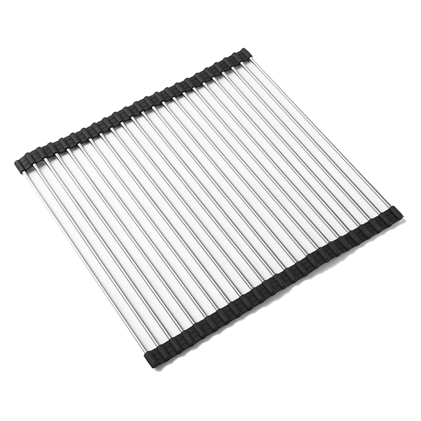 HUHJYUGE Griglia Scolapiatti Arrotolabile, Scolapiatti Pieghevole in Acciaio Inox 304, Supporto da Lavello per Piatti, Ciotole, Bacchette, per Lavello o Piano Cucina (A 52x41cm)