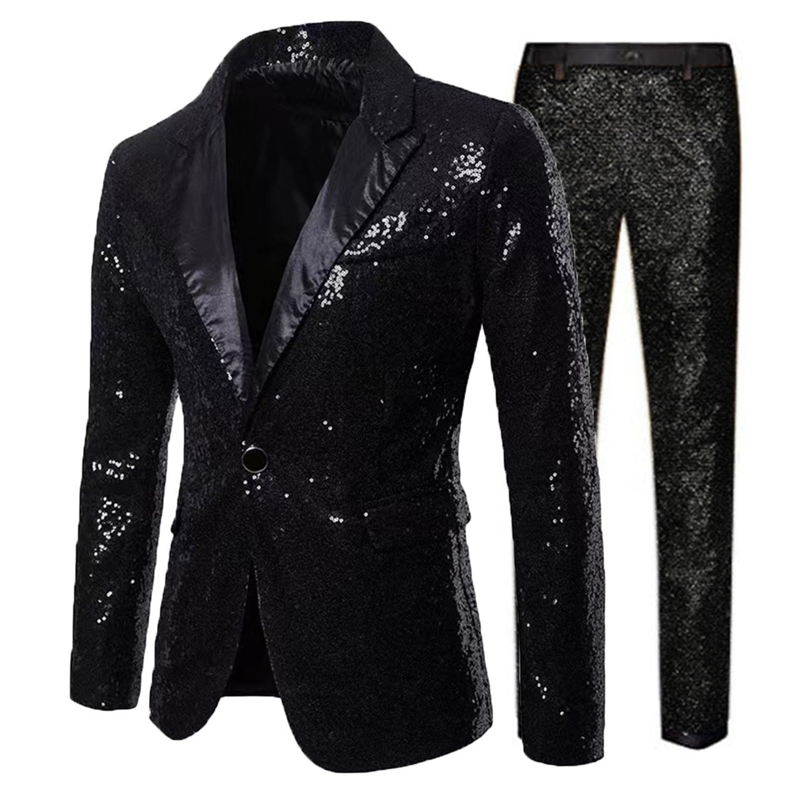 Disfraz casual para hombre, estilo Nightclub, lentejuelas de dos piezas, conjunto europeo espectáculo de ceremonia, elegante brillante para fiestas y fiestas
