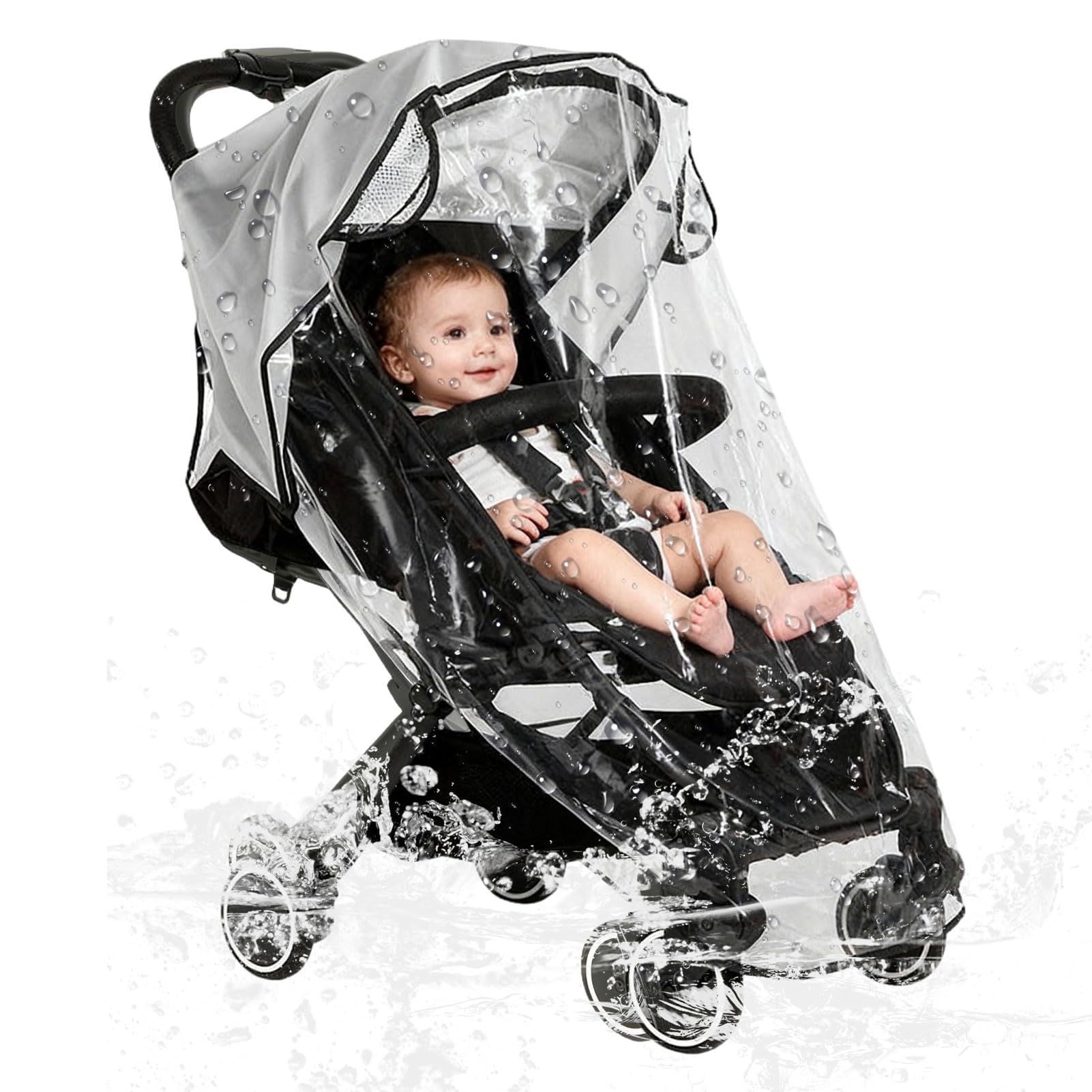 1Pcs Universal Rain Cover for Pushchair Stroller,Universal Pushchair Raincoverfor Baby Buggy Sun Wind Snow Protection,Ra in Cov er for Pram,Breathable Pram Cover,R ain Co ver for Stroller