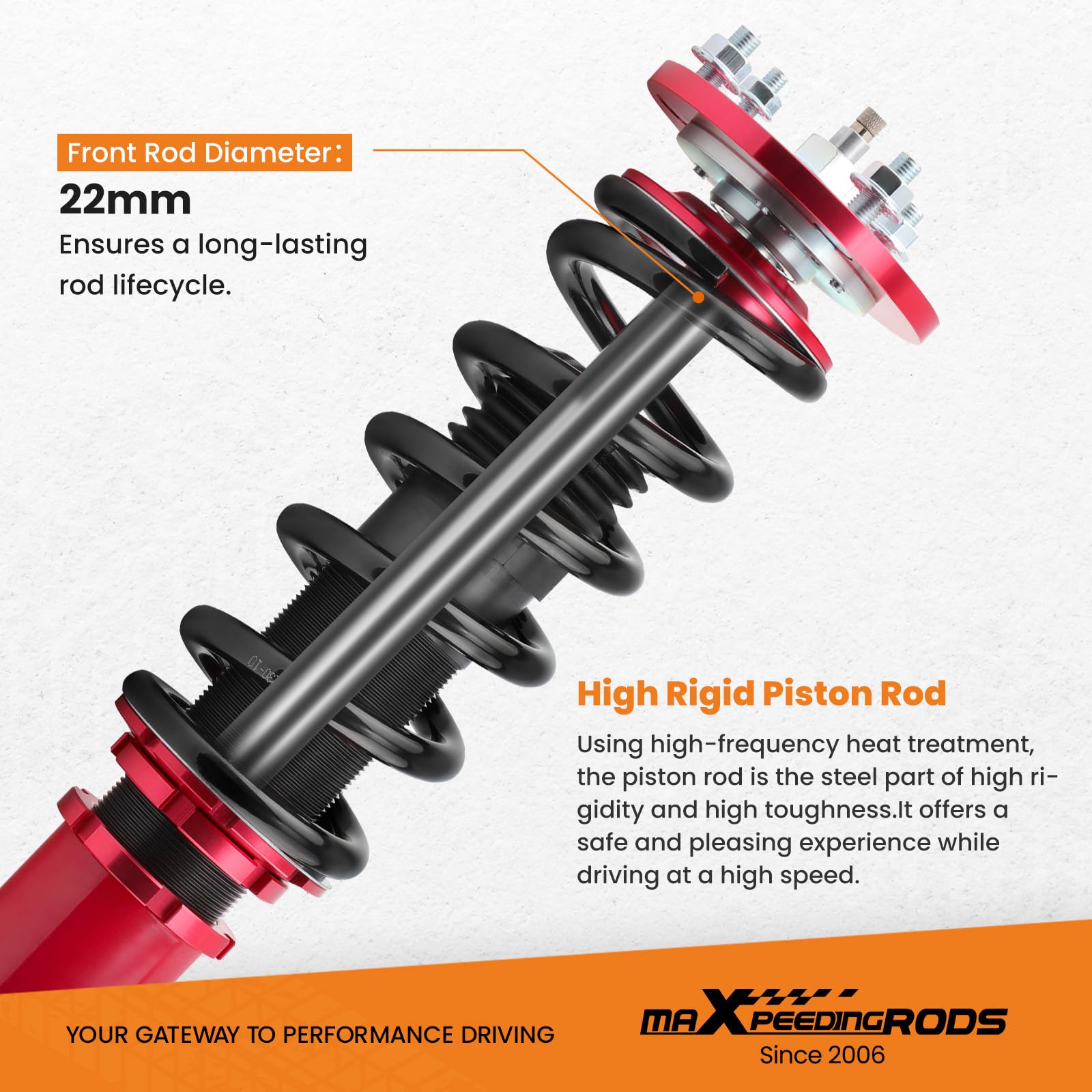 maXpeedingrods Suspensión roscada de dureza ajustable para Accord Bj. 03-07 para Acura TSX 04-08 Rojo