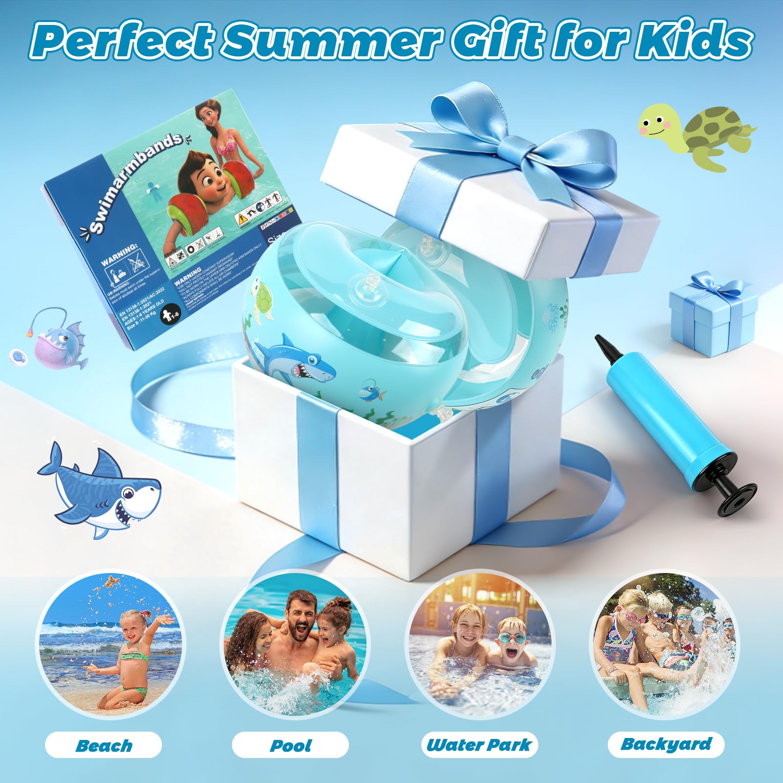 Braccioli Bambini 3-6 Anni, Assistente per il Nuoto per Bambini, Braccioli Gonfiabili per Neonati Sopra 1 Anno e di 6-25 kg