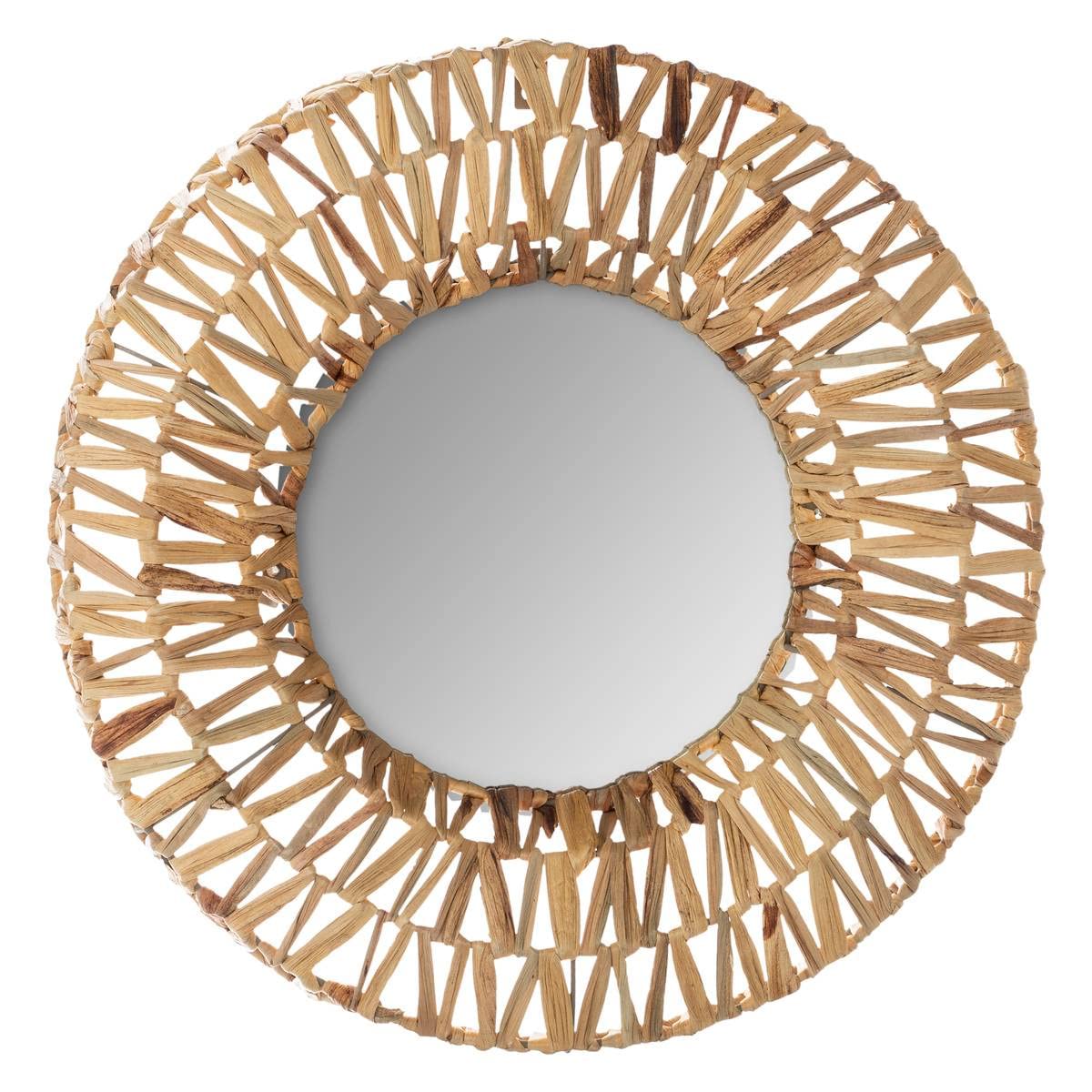 ATMOSPHERA Miroir tressé – Miroir mural beige
