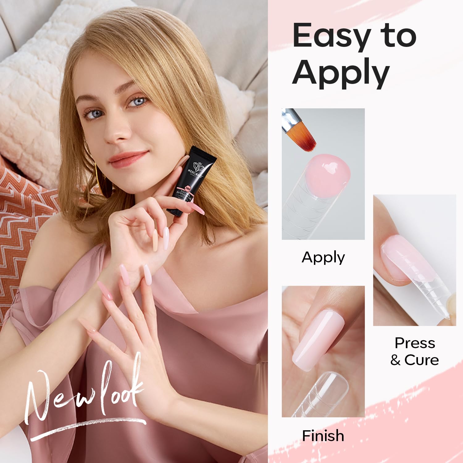 modelones Poly Nail Gel Kit 6 Colors with 8 W Lamp Polygel Toenail Kit Nail Extension Gel Kit Nude Clear Pink Natural Complete for Beginner Thickening Solutions DIY at Home for Women