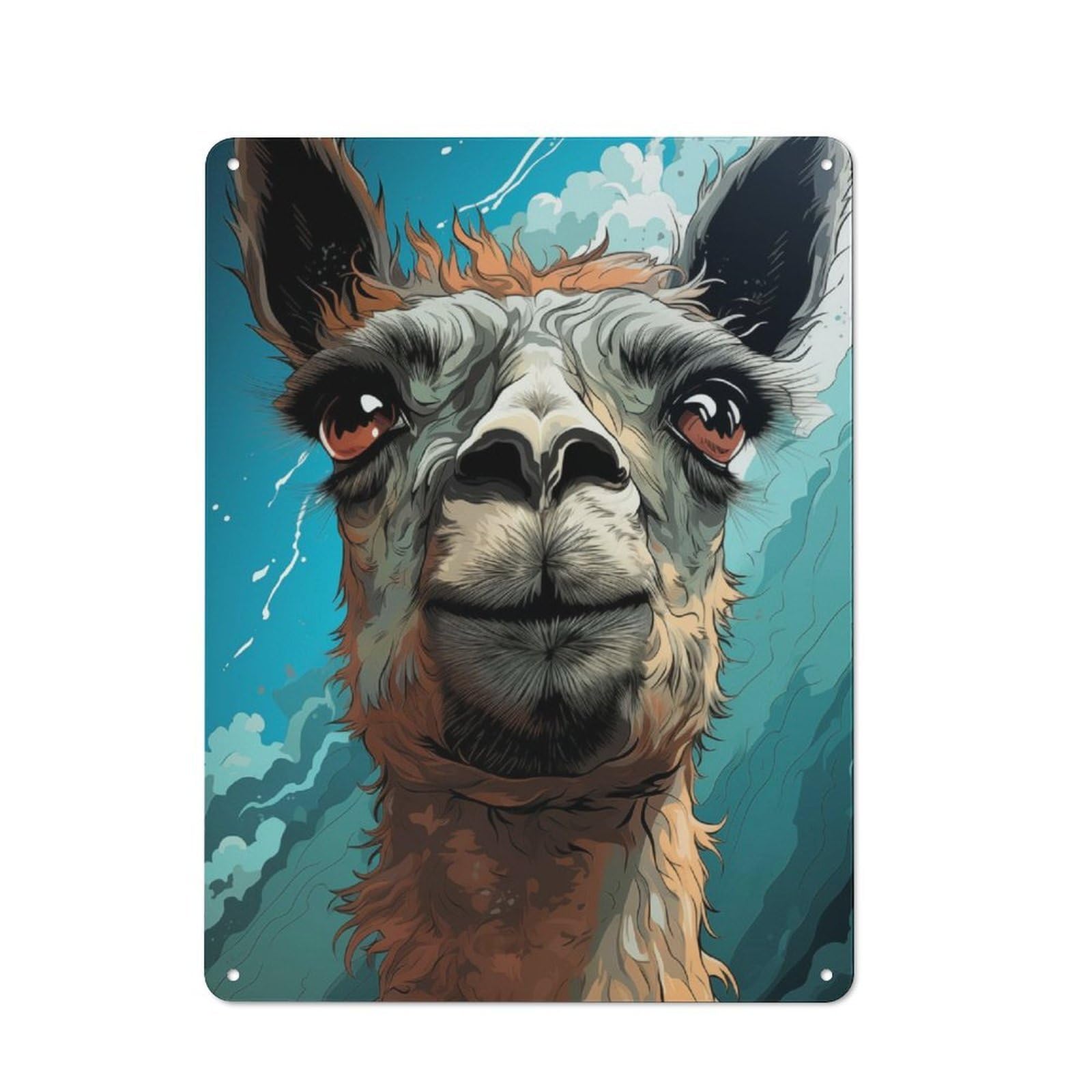 Junmoney Llama Pop Extravaganza Metal Plaque 40X30cm With For Pub Or Café, Rustic Decor, For Pub Decor Enthusiasts
