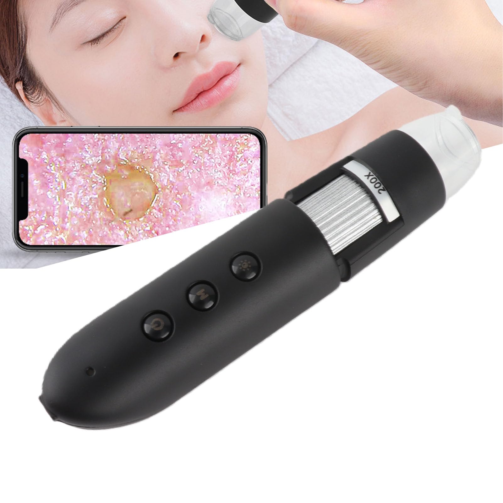 Fabater Microscopio Digitale Wireless Ingrandimento 200X Microscopi Portatili Portatili Rilevatore Pelle Cuoio Capelluto WiFi per Parrucchieri Cliniche di Bellezza