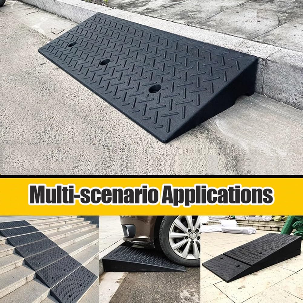 Rampa de Goma para Bordillos con Altura de 4–10 cm,Capacidad de 11 000 Libras,Rampa Antideslizante para Coches,Motos,Bicicletas,Patinetes y Sillas de Ruedas