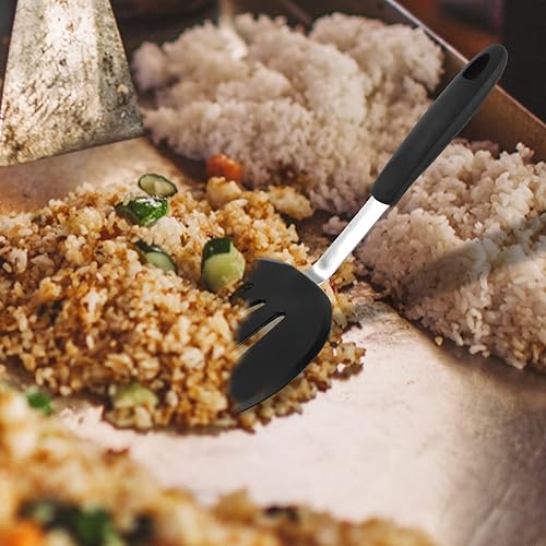 Miniatura 5 de Kichvoe Espátula de silicona Wok con mango de acero inoxidable resistente al calor espátula ancha para tortitas utensilios de cocina antiadherentes