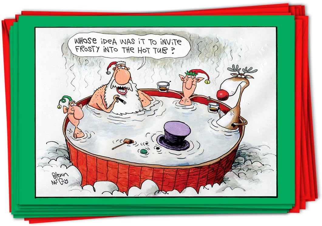 Buy Nobleworks 12 Boxed Merry Christmas Cards Bulk Funny Cartoon Happy Holiday Stationery Hilarious Notecard Set 1 Design 12 Cards Invite Snowman B1539 Online In Turkey B002tmq0b0